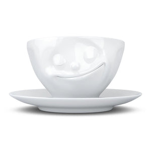 Coffee Cup with Saucer, Grinning Face