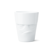 Mug with Handle - Grumpy Face - white porcelain mug with handle