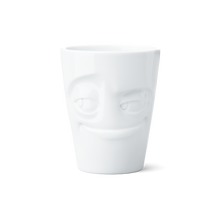 Mug with Handle - Impish Face - white porcelain mug with handle