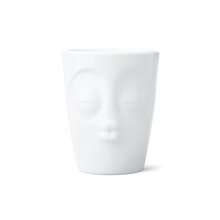 Mug with Handle - Kissing Face - white porcelain mug with handle