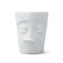 Mug with Handle - Snoozy Face - white porcelain mug with handle