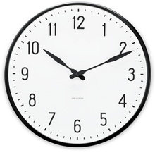 Arne Jacobsen Station Wall Clock, White/Black, Large, Ø: 11.4"