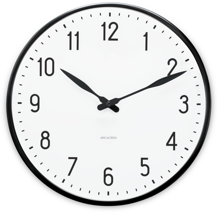 Arne Jacobsen Station Wall Clock, White/Black, Large, Ø: 11.4