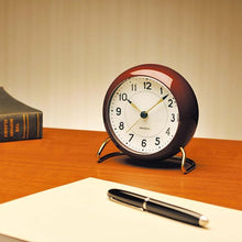 Arne Jacobsen Station Table Clock, Bordeaux/White