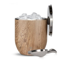Stainless Steel Ice Bucket with Lid and Scoop, Natural Teak