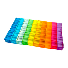 60 Pcs Crystal Clear High Transparency Lucite Cubes Set with Wooden Tray – Rainbow or Pastel Colors