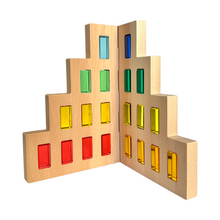 50 Pcs Rainbow Crystal Clear Translucent Rectangular Lucite Building Blocks Set with Storage Tray