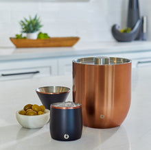 Stainless Steel Ice Bucket with Rocks Glass Set, Gold and Black