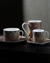 Coffee Cup & Saucer ZIG ZAG Set of 2 in Luxury Box Jarris 148 diam. 2.3", H 2.5", Cap. 4 oz, Saucer diam. 4.75"