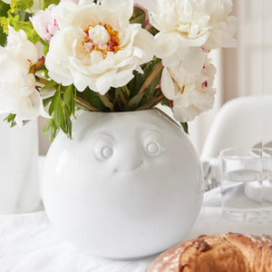 Porcelain Flower Vase, Amused Face