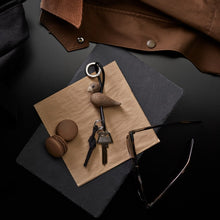 Kay Bojesen Bird Keychain, Silver/Black Leather