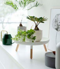 Countertop Pedestal Tray (5" H)  - Steel + Wood