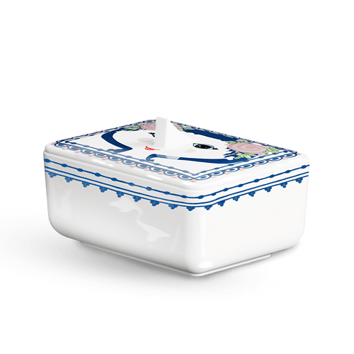 Bjørn Wiinblad Dora Bonbonniere, Blue, H: 3.1