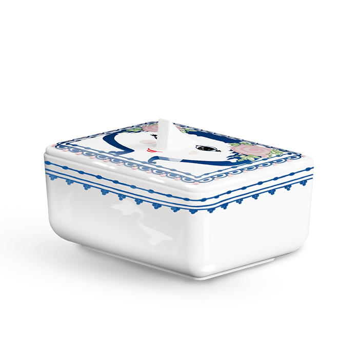 Bjørn Wiinblad Dora Bonbonniere, Blue, H: 3.1