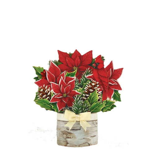 Christmas Pop Up MINI Card - Birch Poinsettia