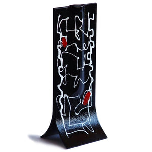 Glass Art Vase Miró with Black-White-Red Colours