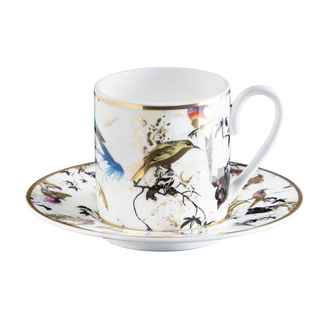 Cavalli Set of 2 Coffee Cups & Saucers Birds