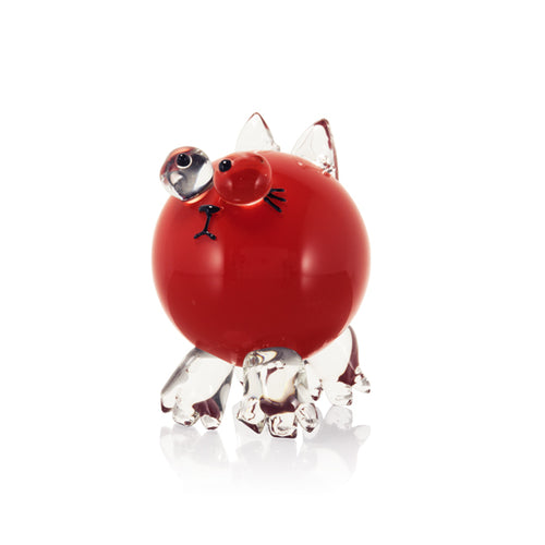 Blown Glass Kitten Red