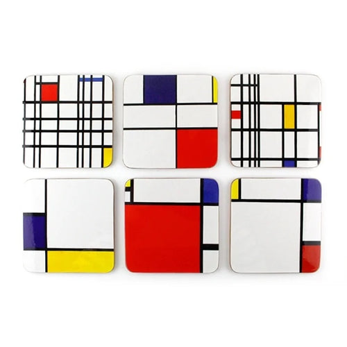 Mondrian Composition Coasters, Set of 6
