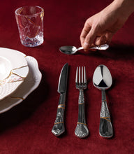 Seletti Kintsugi Flatware 4 Pcs Set in Steel and Gold