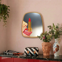 Wall Mirror Gold Frame Red Lipstick