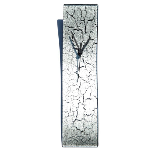 Wall Clock Glass Crackled Silver
