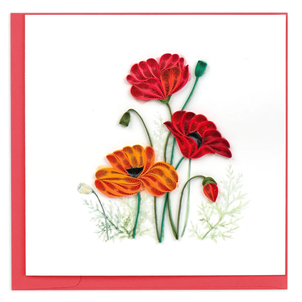 Greeting Card Red & Orange Poppies