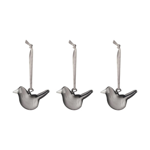 Iittala Toikka Mini Glass Bird Ornaments Set/3 Grey