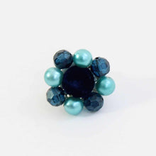 Teal Velvet Beaded Ring