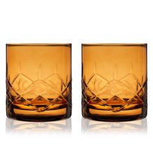 Admiral Crystal Rocks Glasses in Amber Set of 2