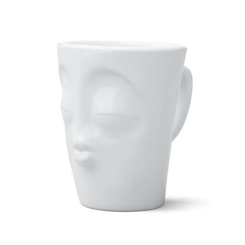 Porcelain Mug with Handle, Kissing Face