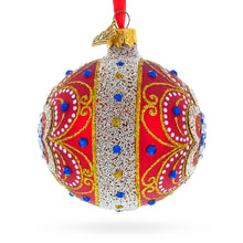 Baroque Filigree with Gemstones on Red Glass Ball Christmas Ornament