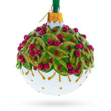 Red Pearls and Poinsettia Flowers on Glossy White Glass Ball Christmas Ornament