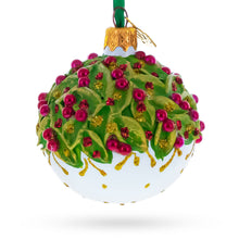 Red Pearls and Poinsettia Flowers on Glossy White Glass Ball Christmas Ornament
