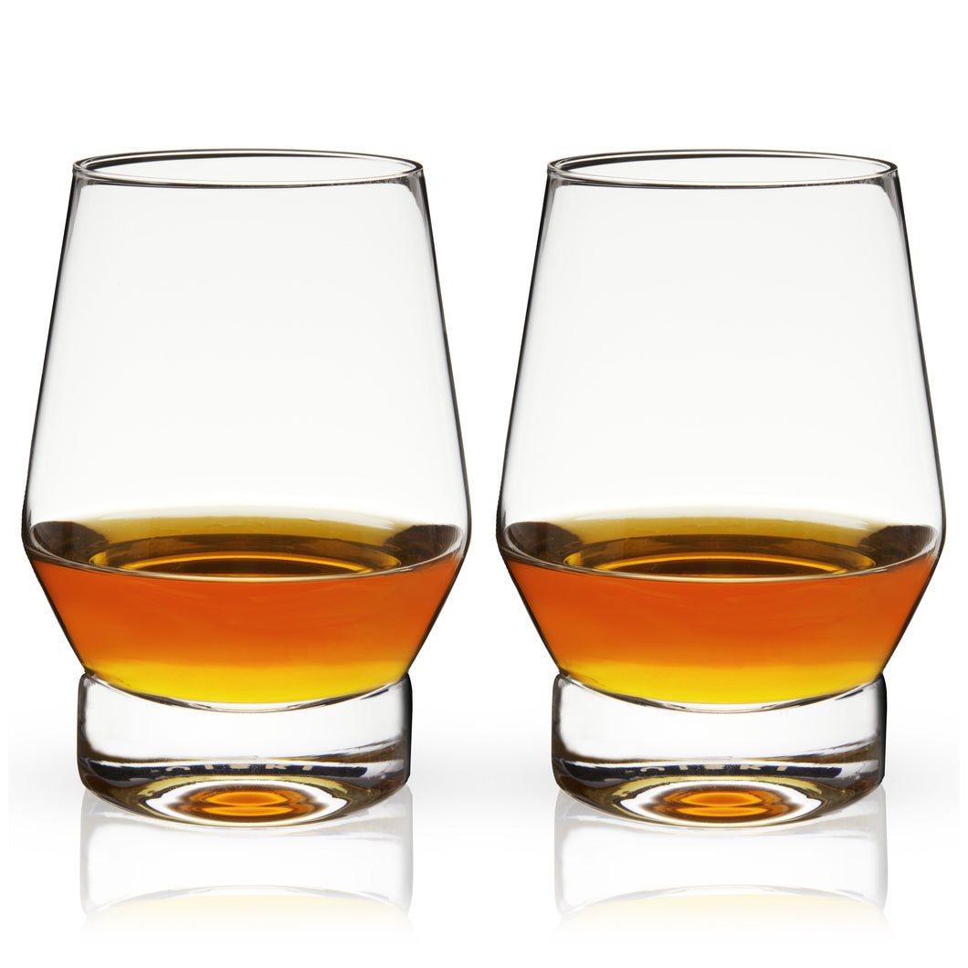 Raye Heavy Base Crystal Whiskey Glasses Set of 2