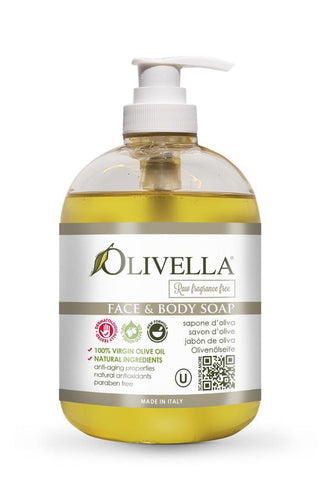 OLIVELLA Face & Body Liquid Soap Fragrance-Free 16.9 oz
