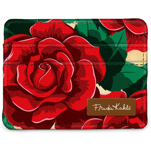 RFID Slim Wallet Frida Kahlo Rose