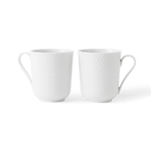 Lyngby Porcelæn Rhombe Mug With Handle, White, 11.2 Oz, 2 Pcs.