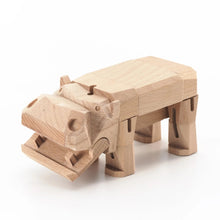 Modern Wooden Hippo Decor – Interactive Puzzle & Art Piece