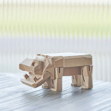 Modern Wooden Hippo Decor – Interactive Puzzle & Art Piece