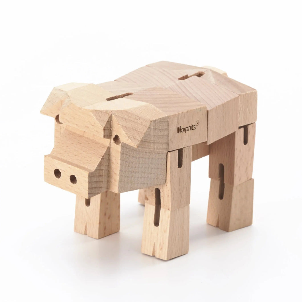 Modern Wooden Pig Decor – Interactive Puzzle & Art Piece