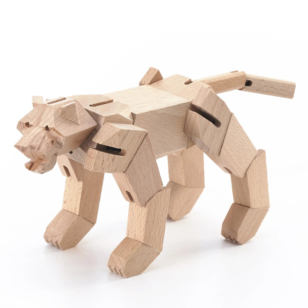 Modern Wooden Tiger Decor – Interactive Puzzle & Art Piece