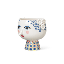 Bjørn Wiinblad Eva Flower Pot on Base, Blue, H: 8.3"