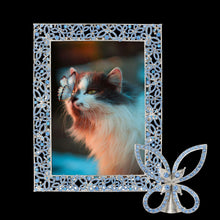 Silver Papillon with Lt Sapphire Crystals 5" x 7" Picture Frame