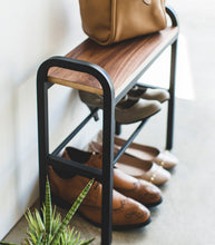 Shoe Organizer & Bench (18" H)  - Steel + Wood