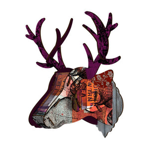 Wall Sculpture Trophy Deer Head Purple Brunch