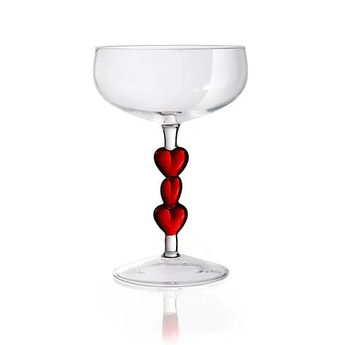 Red Heart Stemmed Coupe set of 2