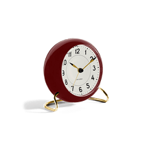 Arne Jacobsen Station Table Clock, Bordeaux/White