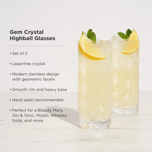 Gem Crystal Highball Glasses Set of 2