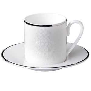 Cavalli Set of 2 Coffee Cups & Saucers Lizzard Platin